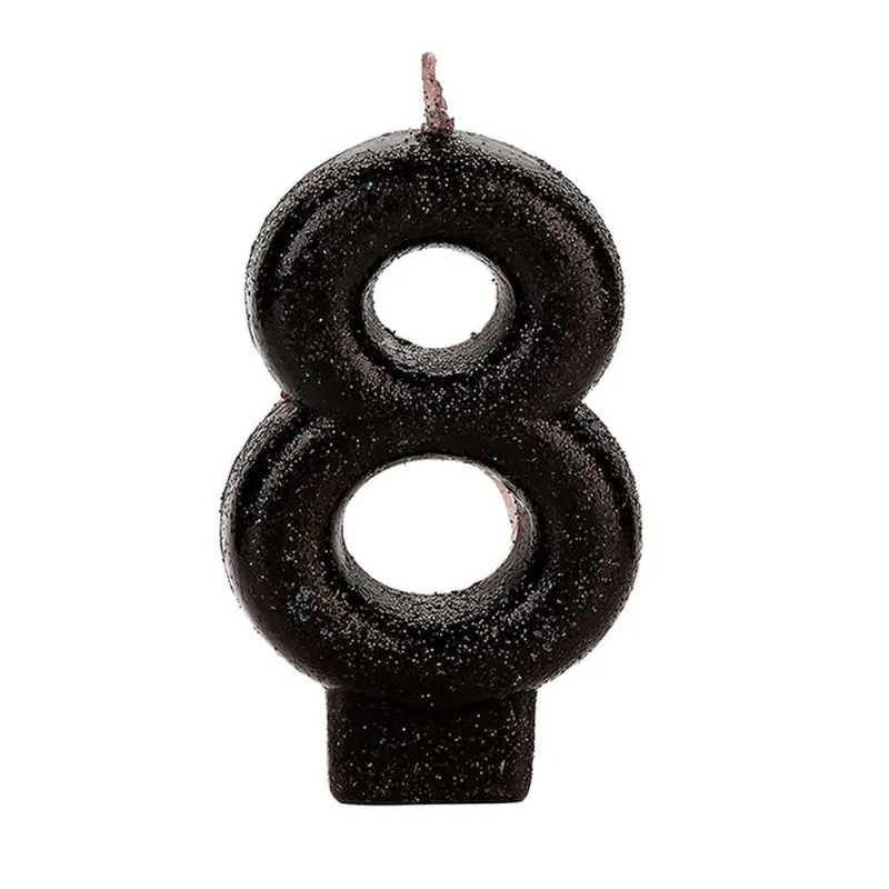 Vela Número 8 com Glitter SilverFestas