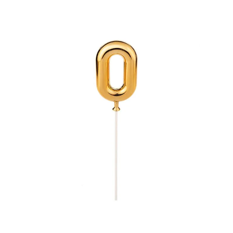 Topo de Bolo Dourado Número 0 - SilverFestas