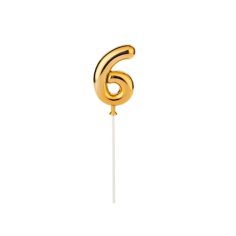 Topo de Bolo Dourado Número 6 - SilverFestas