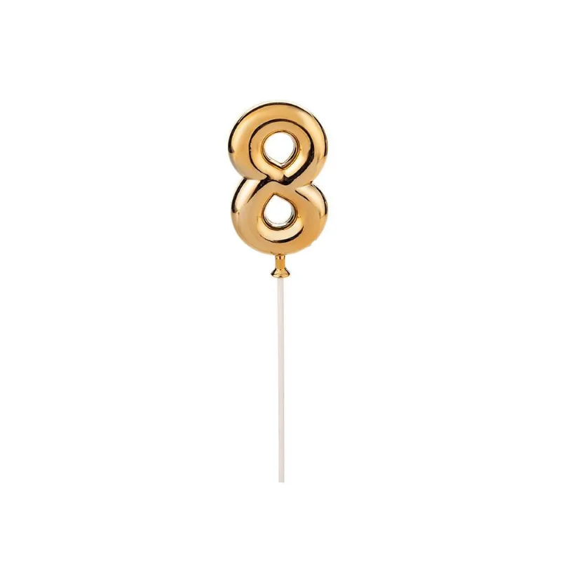 Topo de Bolo Dourado Número 8 - SilverFestas