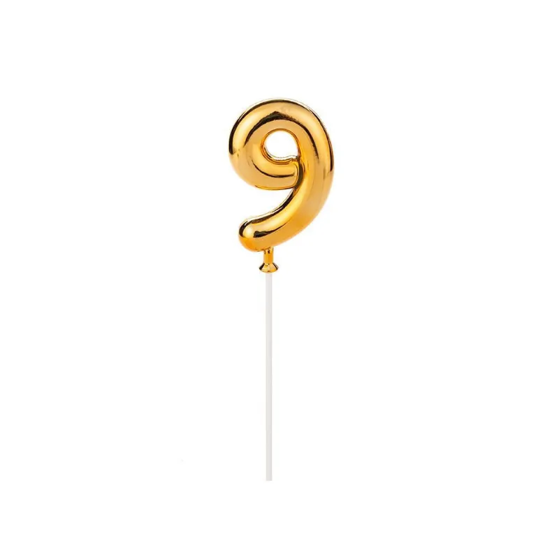 Topo de Bolo Dourado Número 9 - SilverFestas