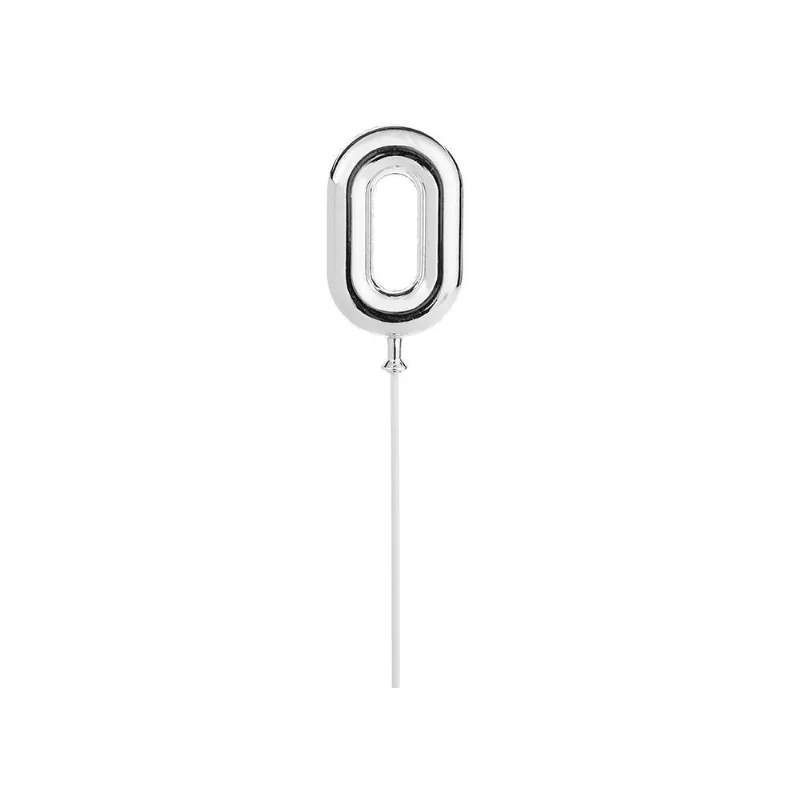Topo de Bolo Prateado Número 0 - SilverFestas