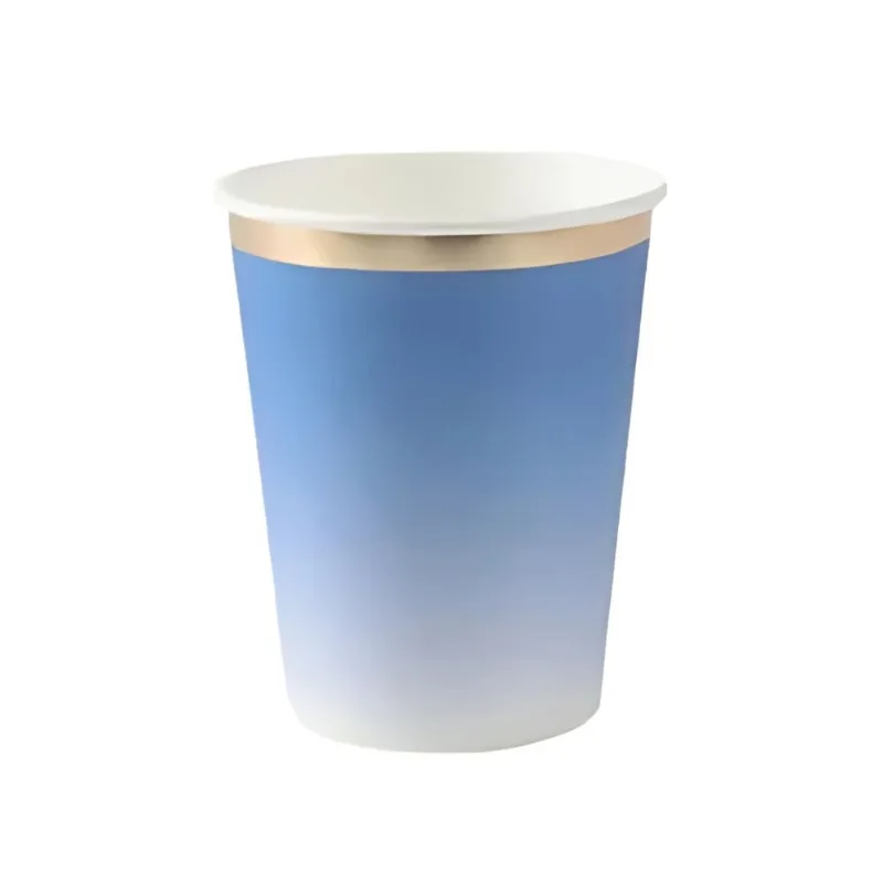 Copo De Papel Silver Festas 270ml 8 Unidades Azul (MP)