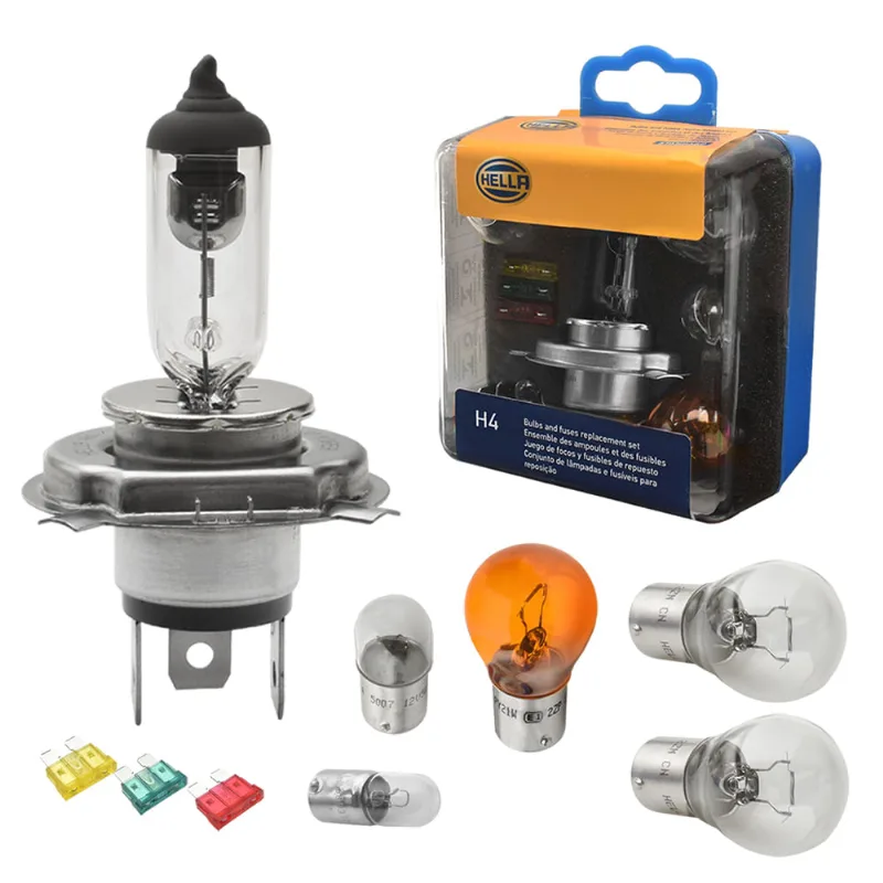 Kit Lâmpada H4 12V 60/55W Com Base P43t - 9 Peças Hella