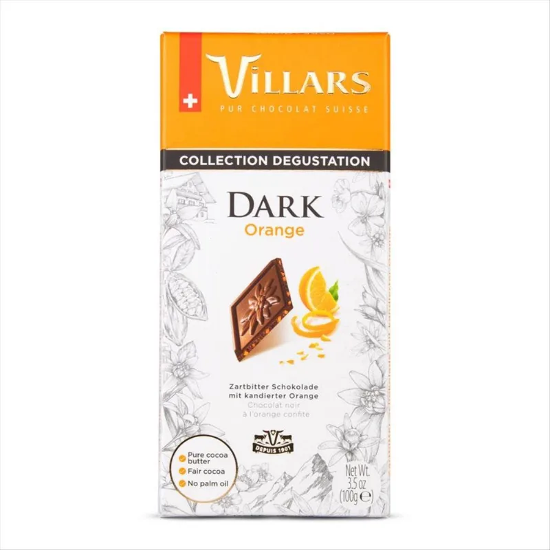 Chocolate Amargo Suíço Laranja Villars 100 g Chocolate Amargo Suíço Laranja Villars 100g