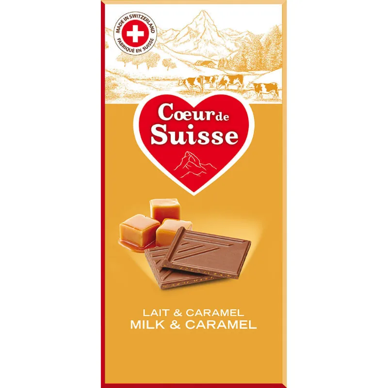 CHOC SUICO COEUR SUISSE 100G-TA MILK/CARAMEL Chocolate Suíco Coeur de Suisse Milk and Caramel 100g