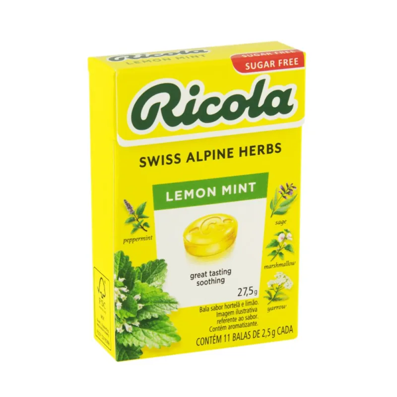 Bala Lemon Mint Sem Açúcar Ricola 27.5 - Não Informado - Mercearia