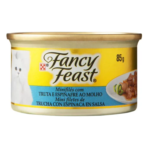 Enlatado Para Gatos Sabor Truta E Espinafre Ao Molho Minifilés Fancy Feast - FANCY FEAST