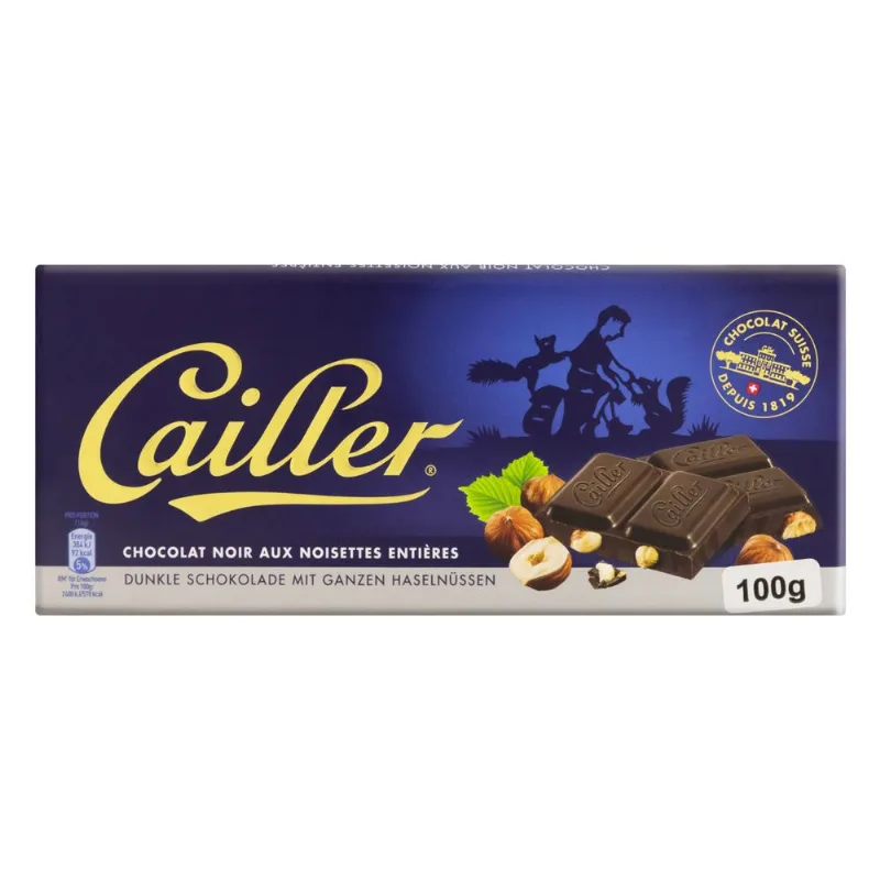Chocolate Cailler Suíço Amargo 54% Cacau c/ Avelãs Inteiras 100g