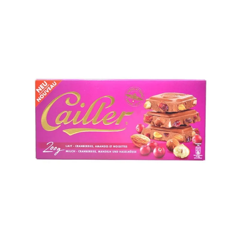 Chocolate Suiço Ao Leite Com Cranberries, Amêndoas E Nozes Cailler 200g - Não Informado