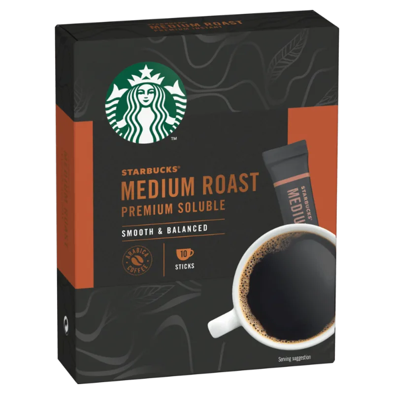 Café Solúvel Starbucks Medium Roast Premium Soluble Caixa 23g 10 Unidades Café Solúvel Arábica Starbucks Medium Roast Premium Soluble Caixa 23g 10 Unidades de 2,3g Cada