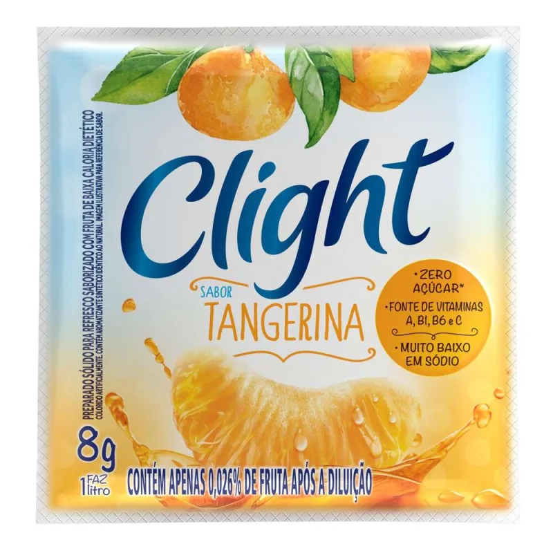 Refresco em Pó Zero Açúcar Clight Tangerina Sachê  8 g - CLIGHT - Bebidas