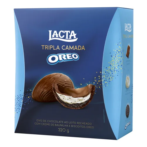 OVO DE PÁSCOA OREO LACTA TRIPLA CAMADA CAIXA 320G - LACTA - Mercearia