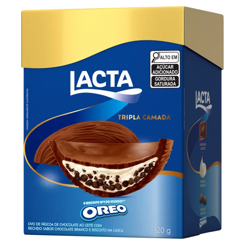 Ovo de Páscoa ao Leite Recheio Oreo Lacta Tripla Camada Caixa 320g - GERAL - Pascoa