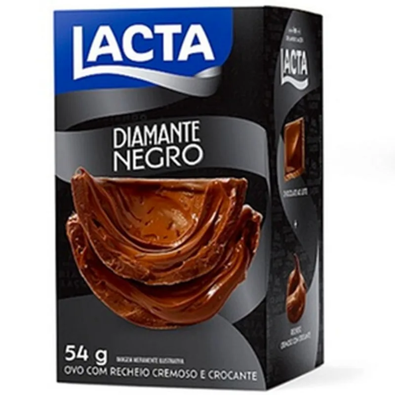 Ovo de Chocolate ao Leite Diamante Negro Lacta Caixa 54g OVO LACTA CHOC AO LEITE 54g, DIAM NEGRO