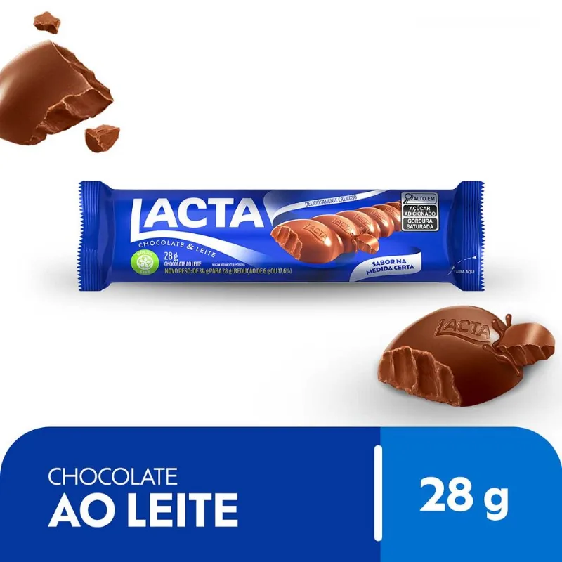 Chocolate ao Leite Lacta com 12 unidades de 28g Cada Chocolate ao Leite Lacta 12dsx12unx28g