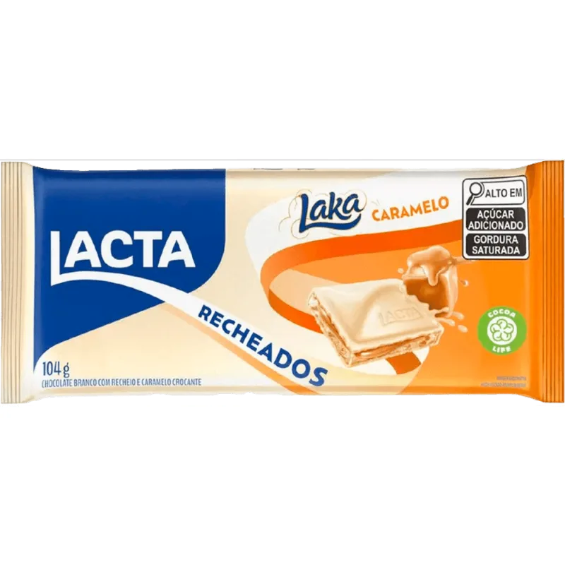 Chocolate Branco Recheio Caramelo Lacta Laka Recheados caixa com 17 unidades de 104g