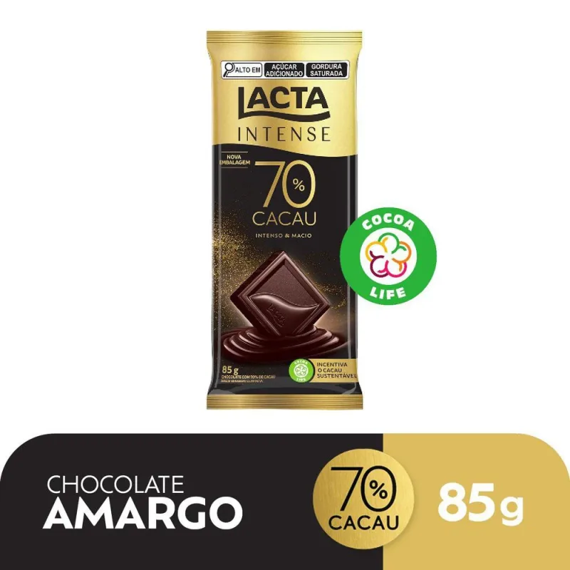 Chocolate Lacta Intense Amargo 70% Cacau Sabor Original 85g - Lacta - Conveniencia