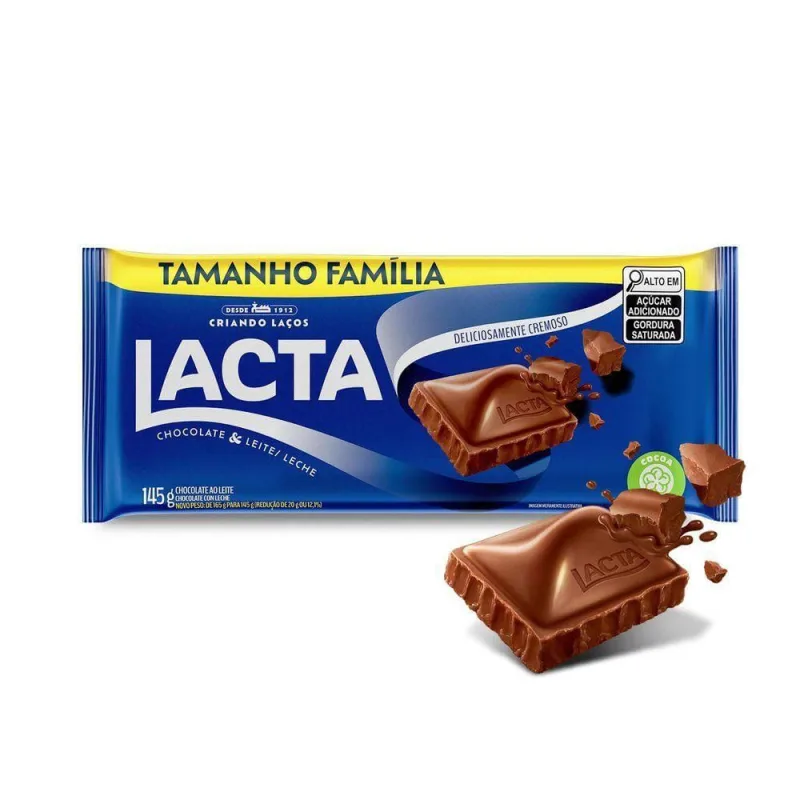 Barra de Chocolate ao Leite Lacta 145g Cremoso - Lacta - Alimentos E Bebidas