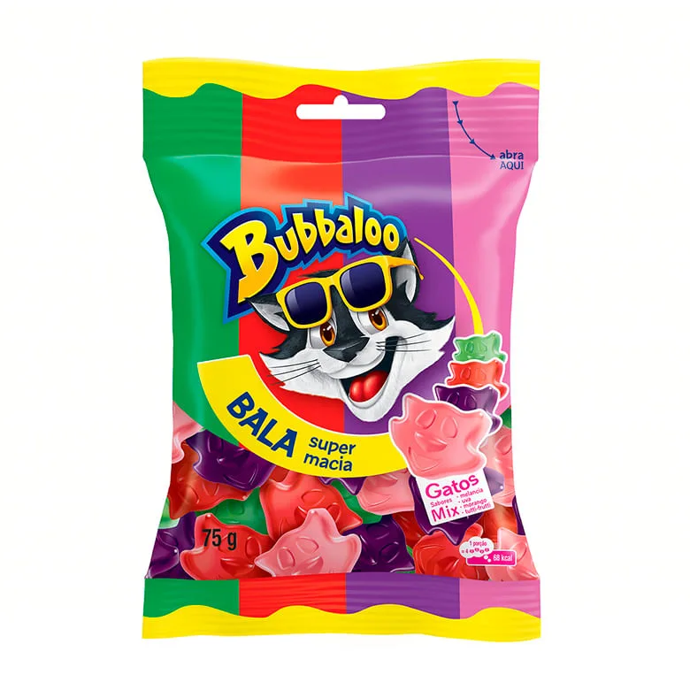 Bala Bubbaloo Gatos Sortidos 75g - Bubbaloo - Mercearia