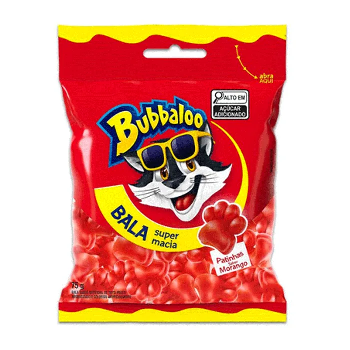Bala Macia Bubbaloo Morango 75g - Bubbaloo