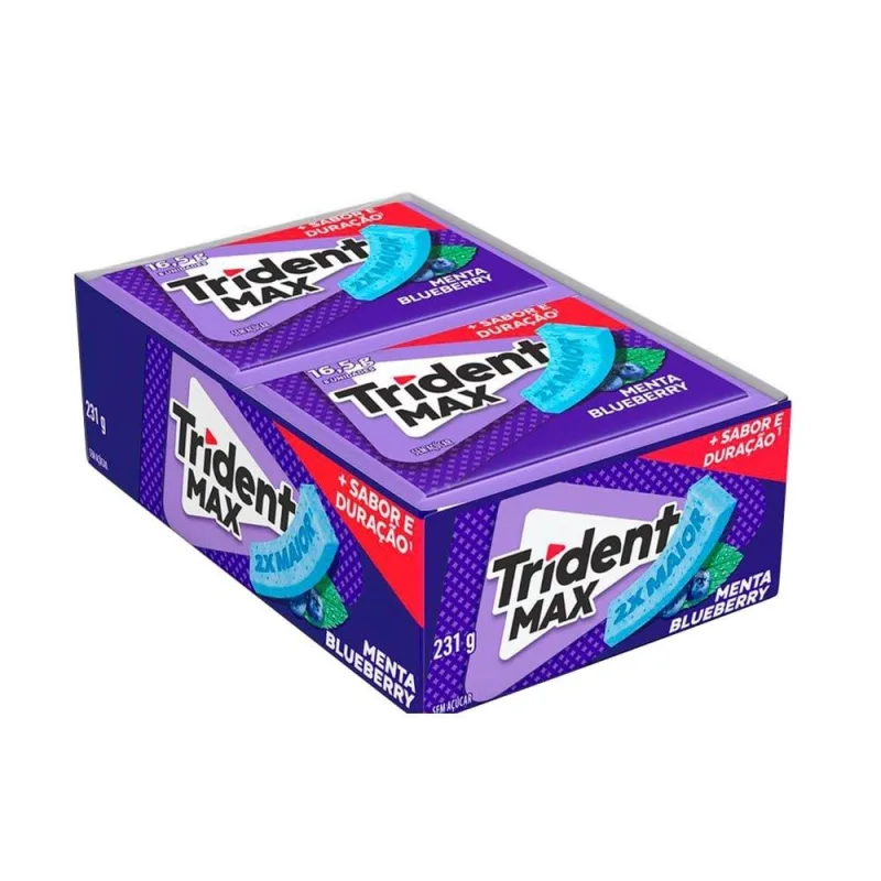 Chiclete Trident Max Menta Blueberry Sem Açúcar 16,5G - Trident