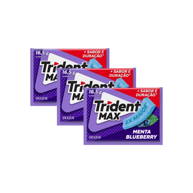 Chiclete Trident Max Menta Blueberry Sem Açúcar 16,5g Trident - Não Informado - Mercearia