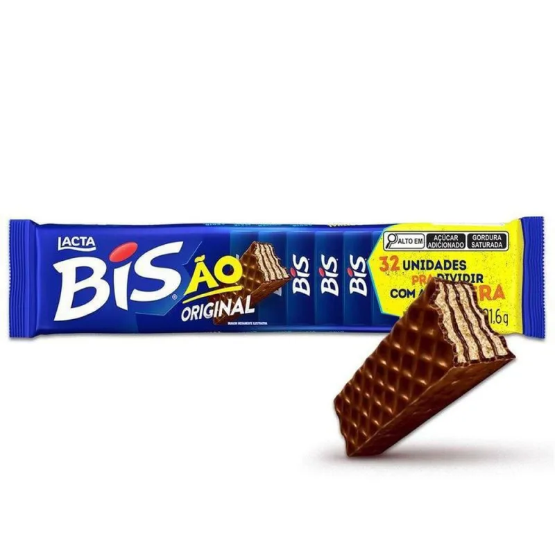 Lacta Bisão Wafer Recheado Chocolate ao Leite 201,6g - 32 unidades - Não Disponível