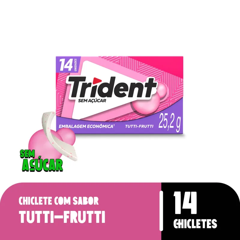 Goma de Mascar Trident Zero Açúcar Sabor Tutti Frutti 25,2g - Trident - Conveniencia