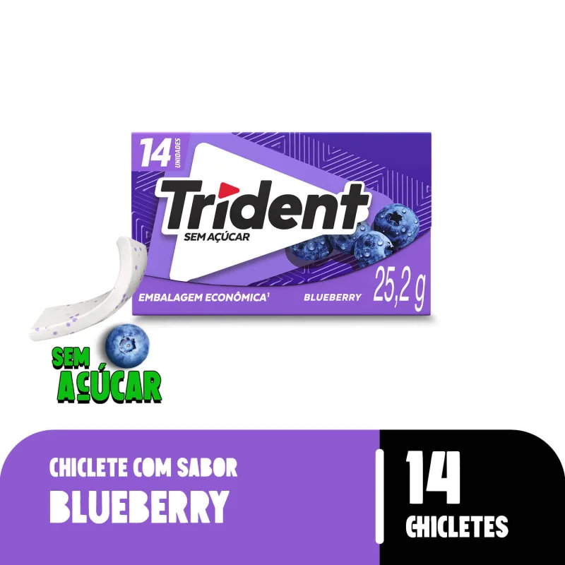 Goma de Mascar Trident Zero Açúcar Sabor Blueberry 25,2g - Trident - Conveniencia
