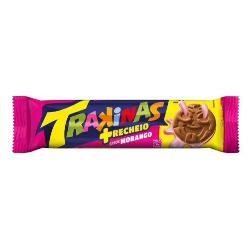 Biscoito Recheio Morango Trakinas Mais Recheio Pacote 126g - TRAKINAS