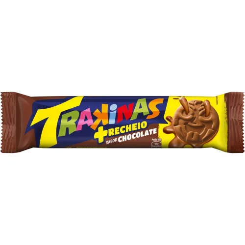 Biscoito Recheio Chocolate Trakinas Mais Recheio Pacote 126g - TRAKINAS