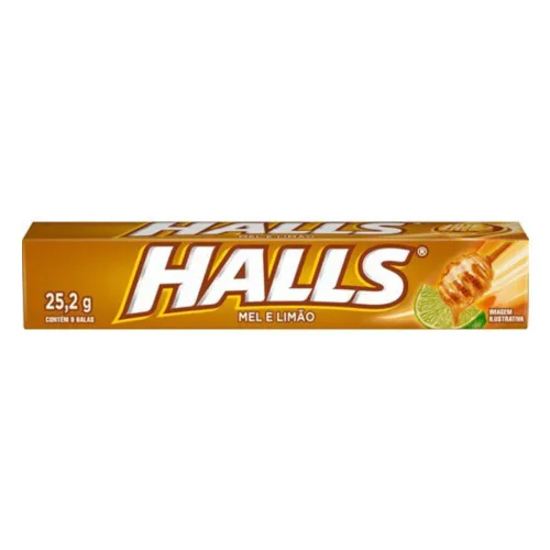 BALA MEL E LIMÃO HALLS PACOTE 25 2G - HALLS - Bala