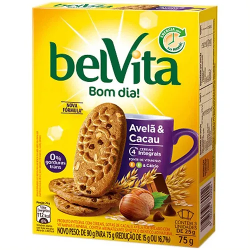 Biscoito Integral Avelã Cacau Belvita Caixa 75g 3 Unidades - BELVITA