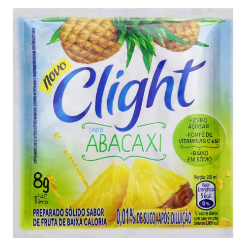 Refresco Em Pó Abacaxi Zero Açúcar Clight Pacote 8g - CLIGHT - Bebidas
