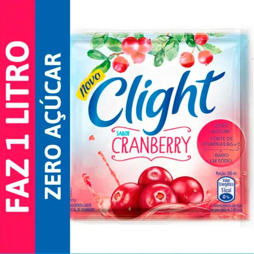 Refresco Em Pó Cranberry Zero Açúcar Clight Pacote 8g - CLIGHT - Bebidas