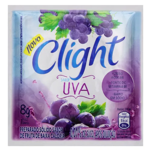 Refresco Em Pó Uva Zero Açúcar Clight Pacote 8g - CLIGHT - Bebidas