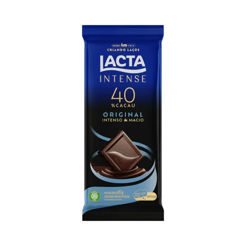 CHOCOLATE LACTA INTENSE 40% CACAU ORIGINAL 85G - LACTA - Mercearia E Gastronomia