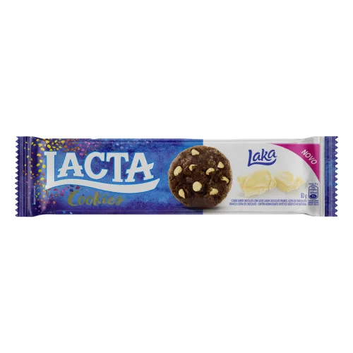 Biscoito Cookie Chocolate Com Gotas De Chocolate Branco Lacta Laka Pacote 80g - LACTA - Mercearia