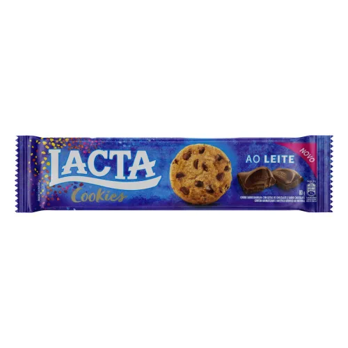 Biscoito Cookie Baunilha Com Gotas De Chocolate Ao Leite Lacta Pacote 80g - LACTA - Mercearia