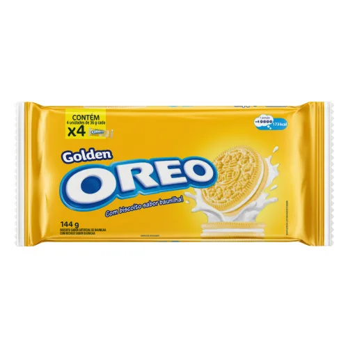 Pack Biscoito Baunilha Recheio Baunilha Oreo Golden Pacote 144g 4 Unidades - GOLDEN - Mercearia
