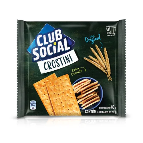 Pack Biscoito Crostini Original Club Social Pacote 80g 4 Unidades - CLUB SOCIAL - Mercearia
