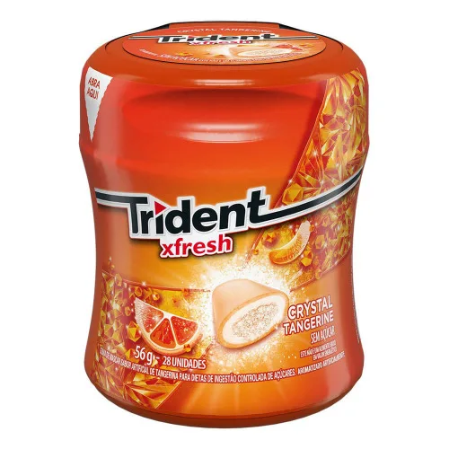 Goma De Mascar Tangerina Zero Açúcar Trident Xfresh Pote 56g 28 Unidades - TRIDENT - Mercearia