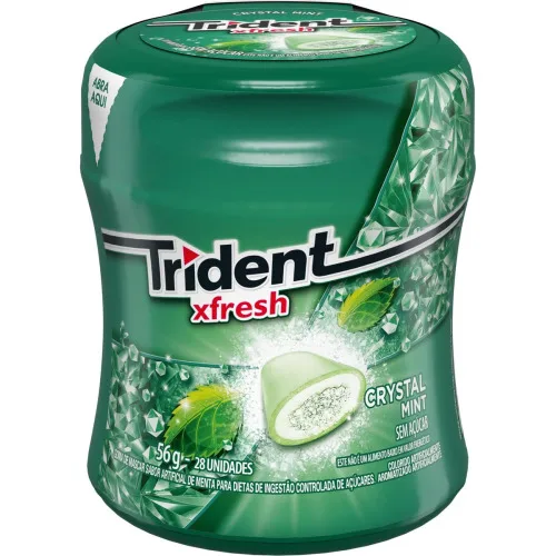 Goma De Mascar Menta Zero Açúcar Trident Xfresh Pote 56g 28 Unidades - TRIDENT - Mercearia