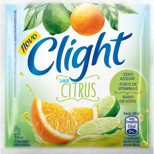 Refresco Em Pó Citrus Zero Açúcar Clight Pacote 8g - CITRUS - Bebidas
