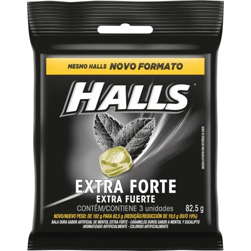 Bala Mentol Extra Forte Halls Pacote 82,5g 3 Unidades - FORTE - Mercearia