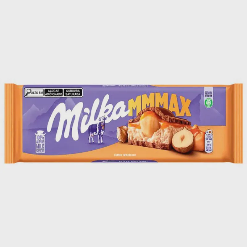 Chocolate ao leite com Caramelo e Avelãs inteiras Milka 300g
