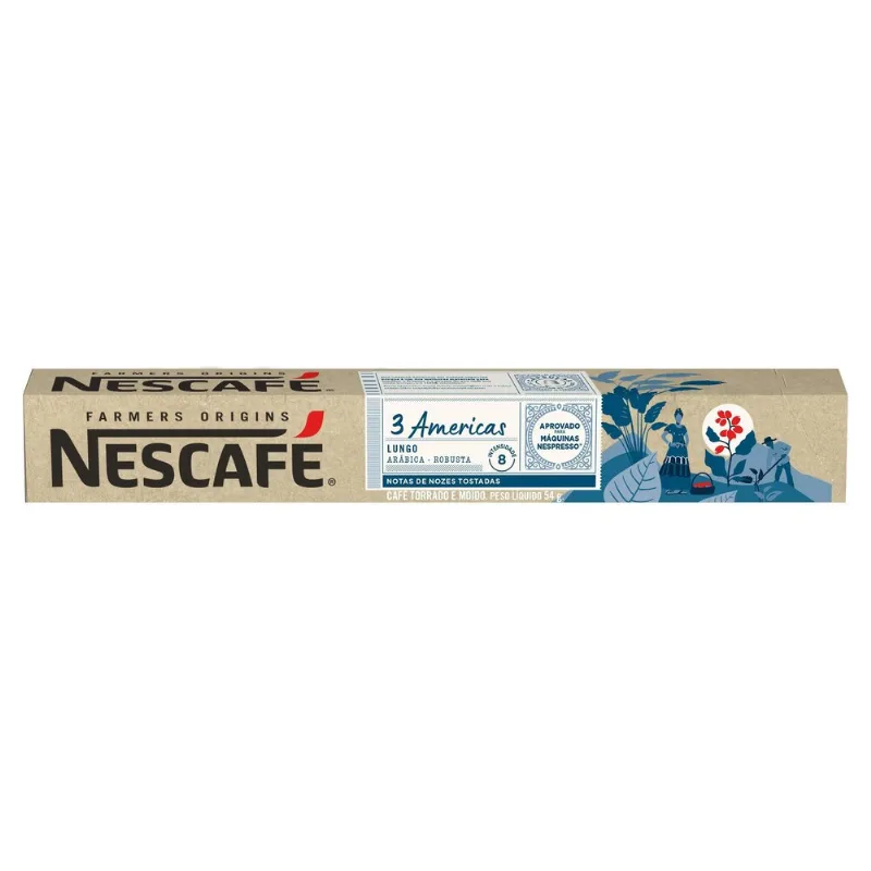 Café NESCAFÉ Farmer Origins 3 AMERICAS 10 Cápsulas 54g Café em Cápsula Compatível com Nespresso NESCAFÉ Farmer Origins 3 AMERICAS 10 Cápsulas