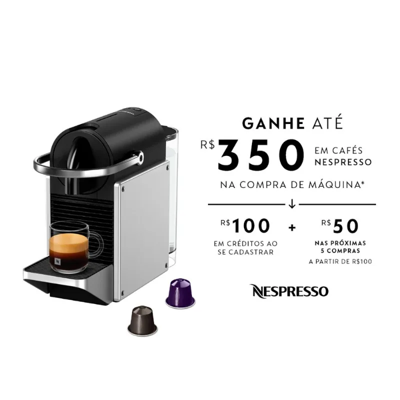 Cafeteira Nespresso Pixie Redesign Prata para Café em Cápsula 127V
