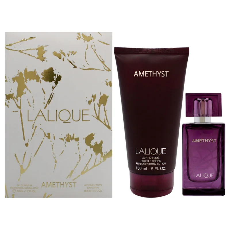 Conjunto de presente Perfume Lalique Amethyst 50ml Eau de Parfum de 2 peças